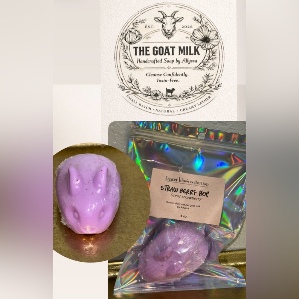 Handcrafted GoatMilk Strawberry Scented  - Purple bar